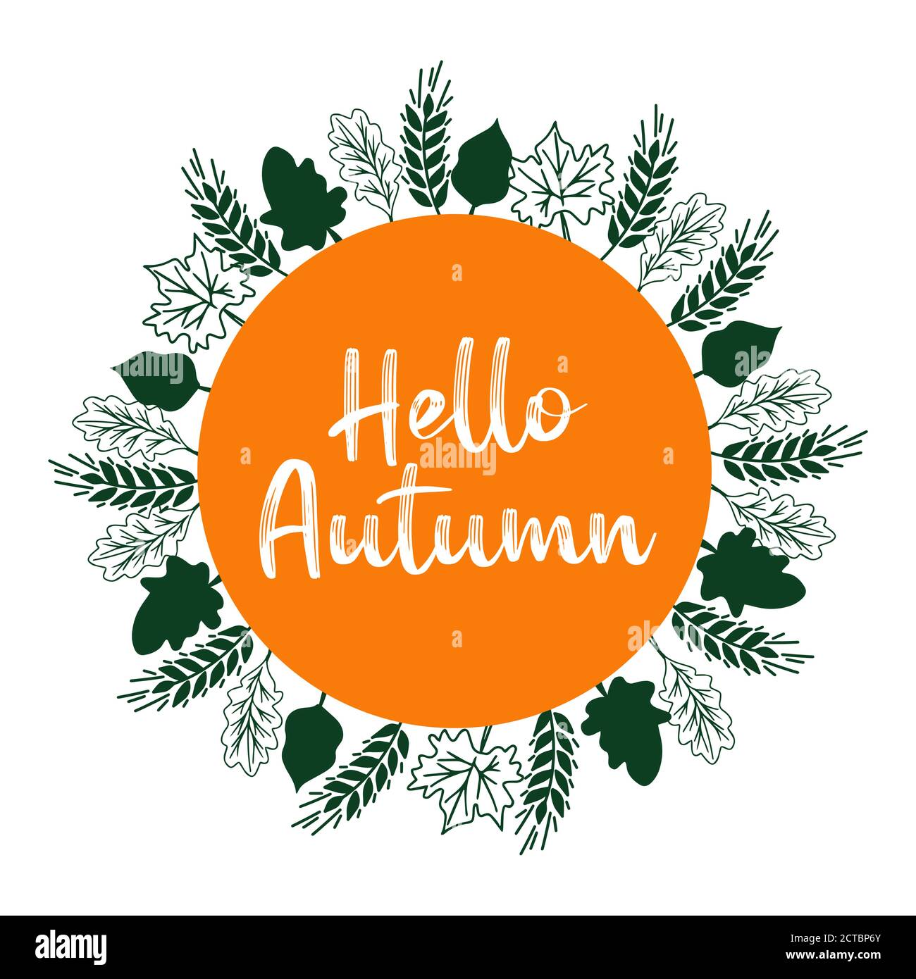 Handgezeichnet Hallo Herbst Zitat für Label, Logo oder Abzeichen, Banner, Flyer, Header, Poster. Beschriftung Stock Vektor