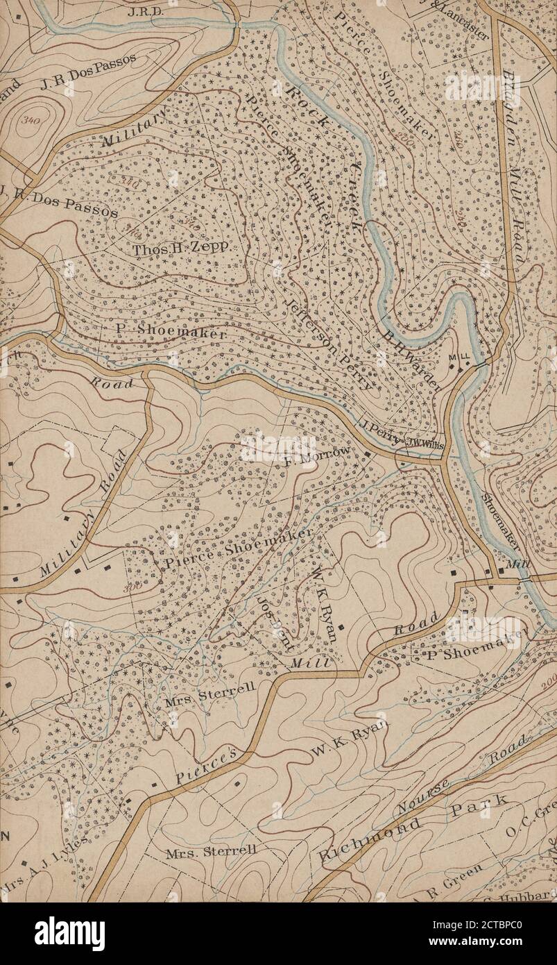 Topographische Karte des Distrikts von Columbia und einem Teil von Virginia, kartographische Karte, Karten, 1889, Vereinigte Staaten. Armee. Corps of Engineers, Raymond, Chas. W. (Charles Walker), 1842-1913, Symons, T. W. (Thomas William), 1849-1920, Julius Bien & Co Stockfoto