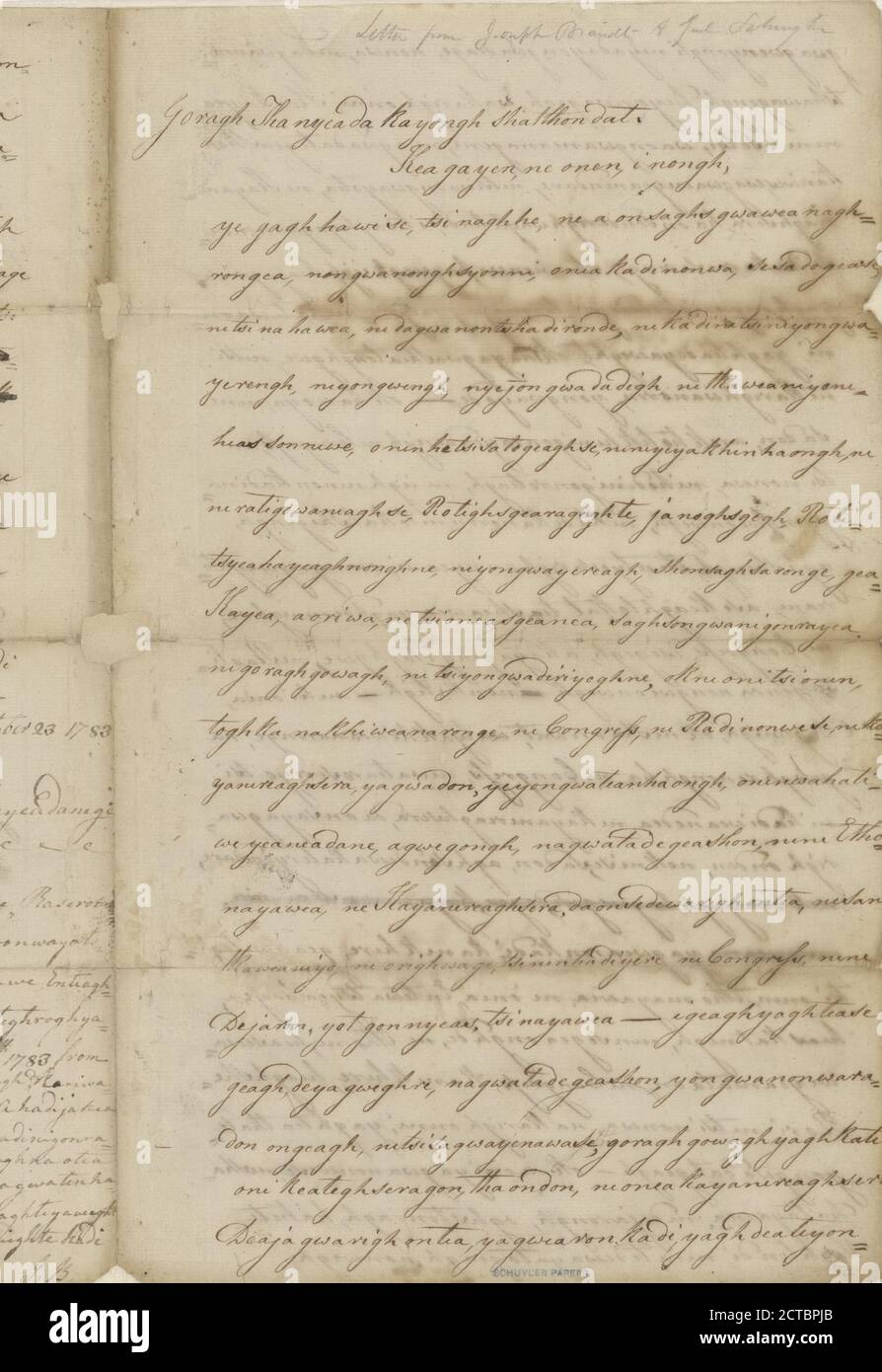 Brief von Joseph Brandt, Text, Korrespondenz, 1783 Stockfoto