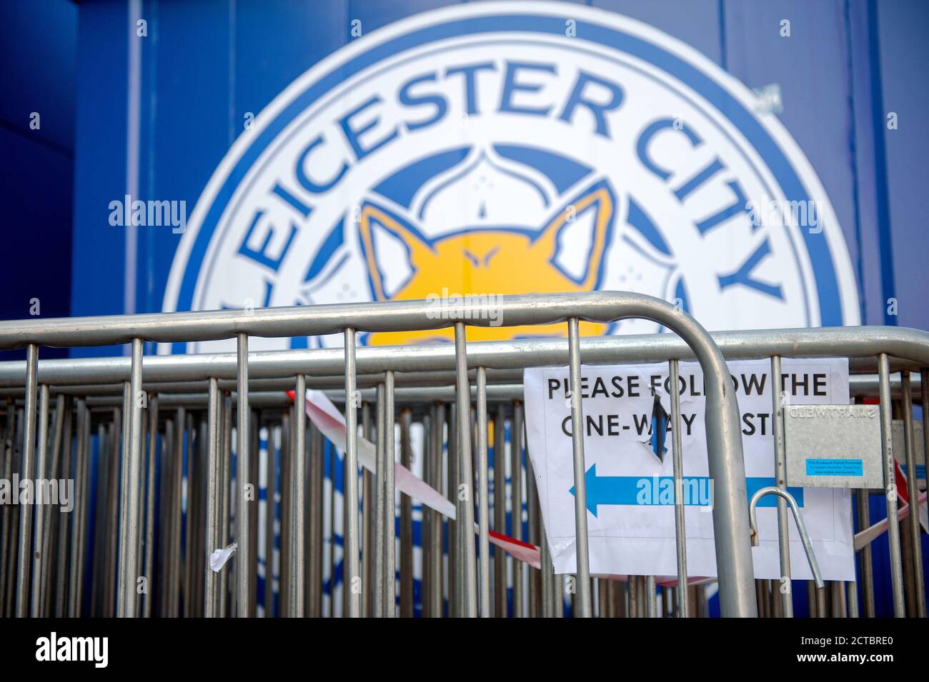 Pläne für Fans, zu Sportveranstaltungen, einschließlich Leicester City Football Club, im Oktober wieder abgestellt. LCFC King Power Stadion bleibt für Fans und Zuschauer geschlossen. Stockfoto