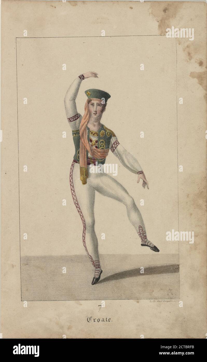 Tänzer in kroatischer Tracht, Standbild, Drucke, 1820 - 1829, Garneray, Auguste, 1785-1824 Stockfoto