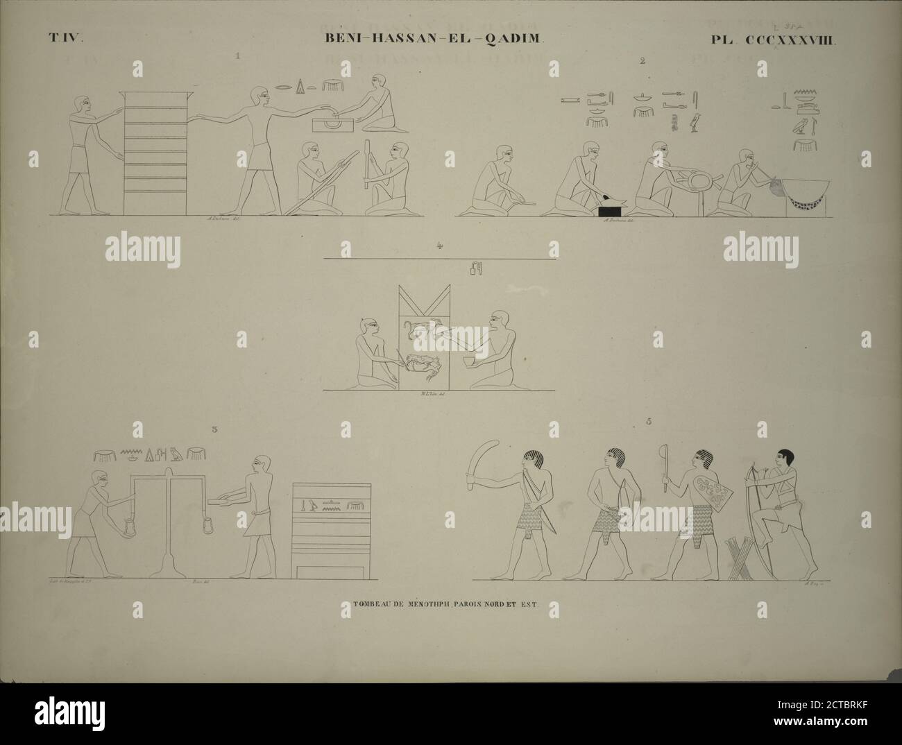 Béni-Hassan el-Qadim Beni Hasan. Tombeau de Ménôthph, parois nord et est., Standbild, Drucke, 1835 - 1845, Champollion, Jean François (1790-1832 Stockfoto