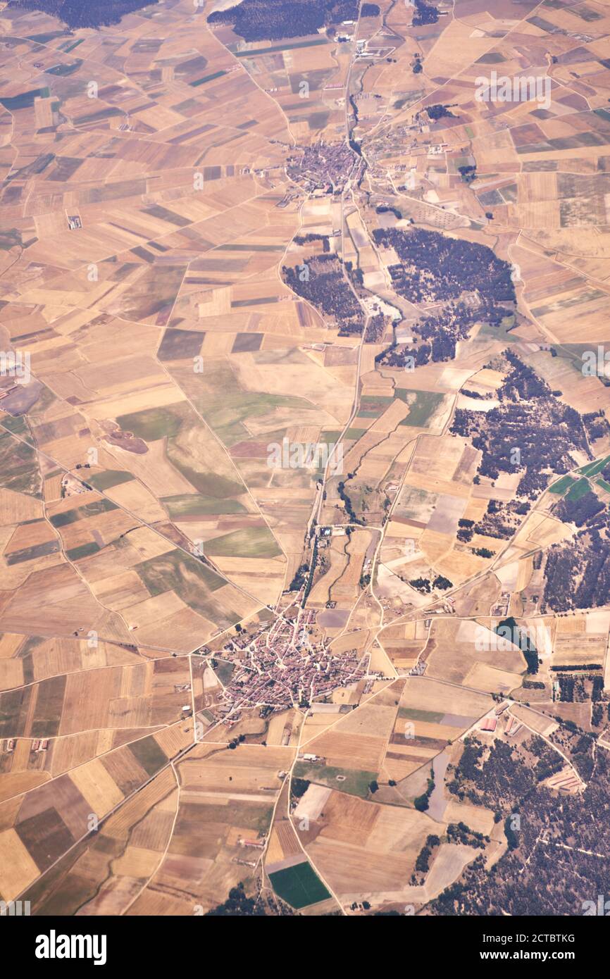 Vertikale Luftaufnahme aus einem Flugzeug Stockfoto