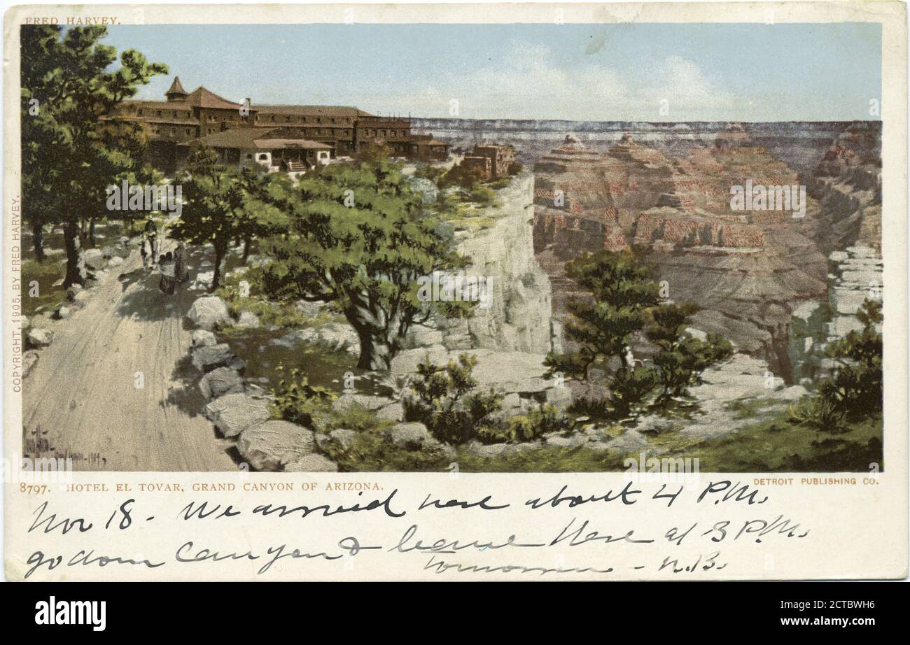 Hotel El Tovar, Grand Canyon, Arizona., Standbild, Postkarten, 1898 - 1931 Stockfoto