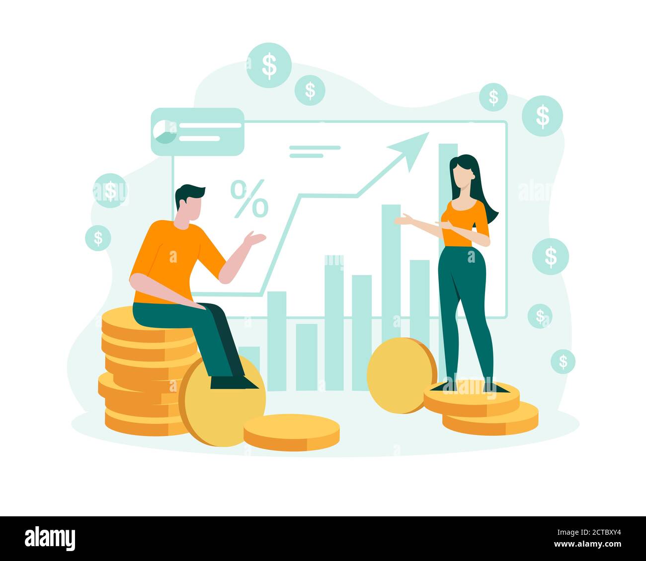 Die Menschen beobachten, wie die Börse im Aktienkonzept steigt. Stock Vektor