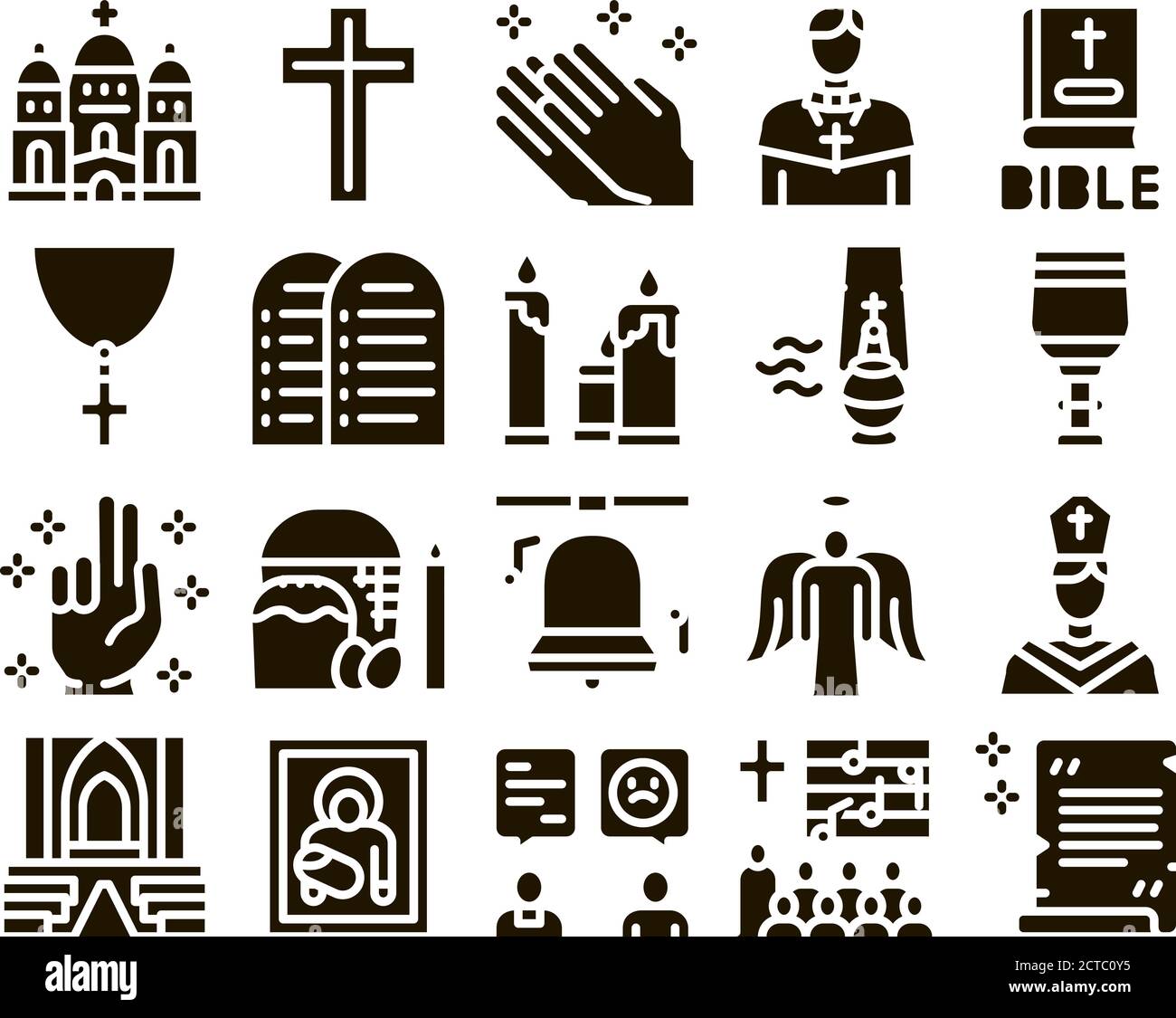 Kirche Christentum Glyphe Set Vektor Stock Vektor