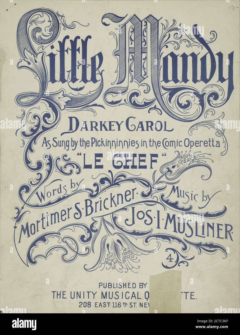 Little Mandy, Notierte Musik, Partituren, 1896 - 1896, Brickner, Mortimer S., Musliner, Jos. ICH Stockfoto