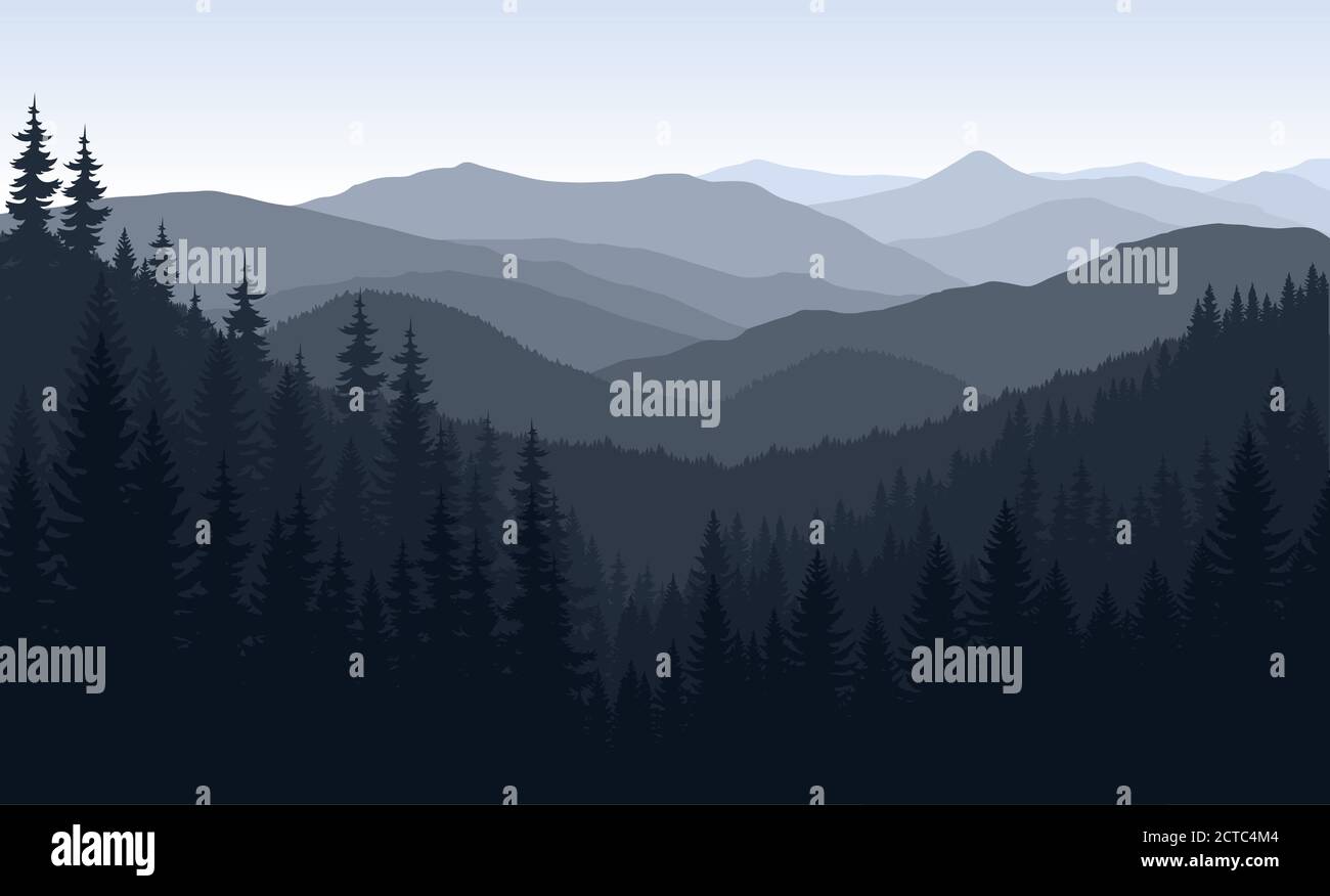 vector Morgen in den Bergen Stock Vektor