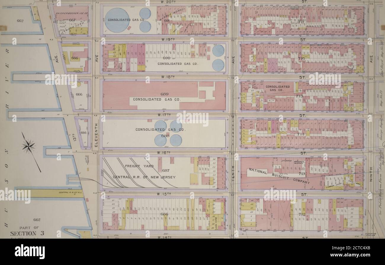 Tafel 6, Teil von Abschnitt 3: Begrenzt durch W. 20th Street, Ninth Avenue, W. 14th Street und 13th Avenue, kartografisch, Karten, 1899, Bromley, Walter Scott, Bromley, George Washington Stockfoto