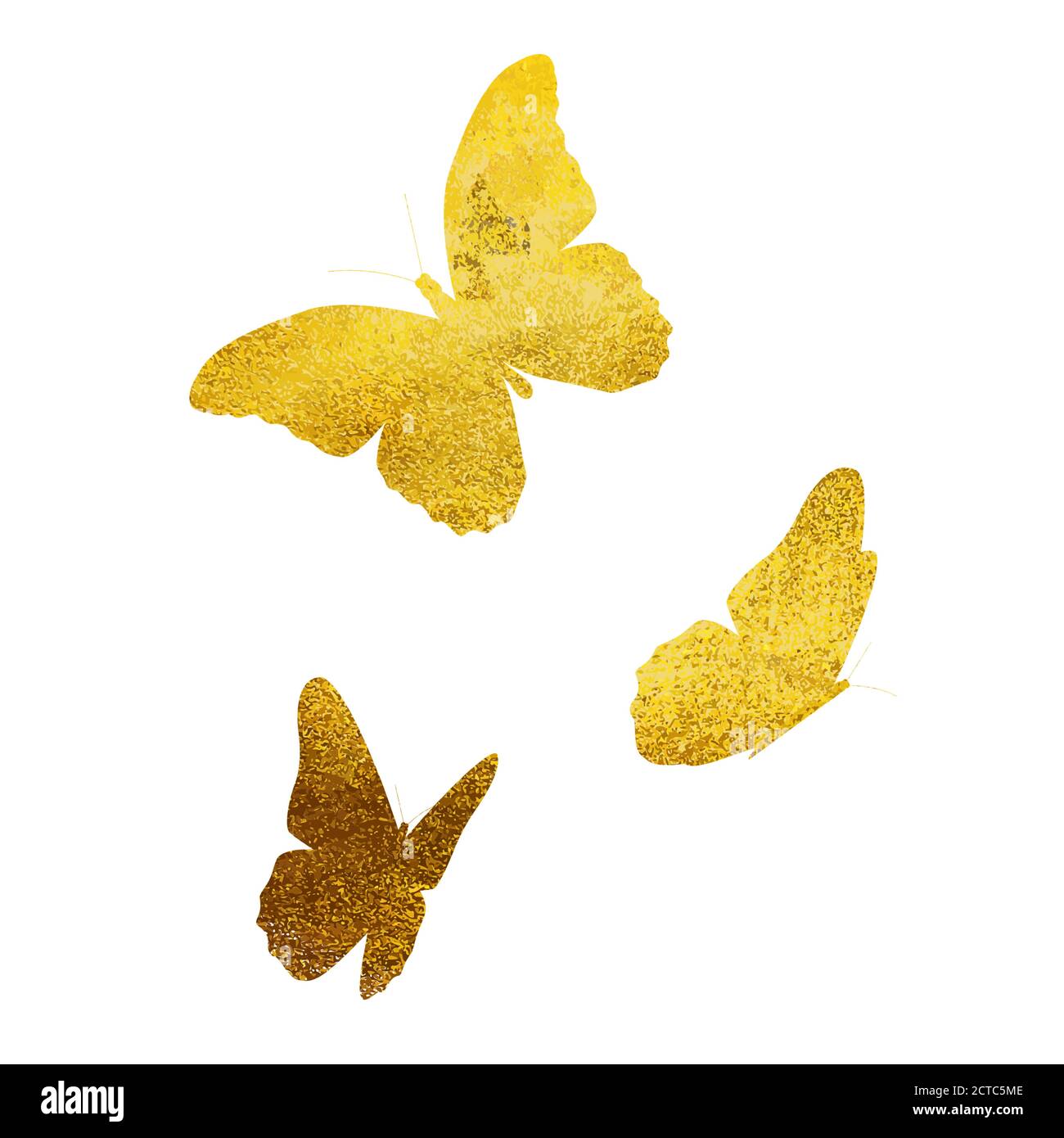 Beautifil Schmetterling Golden Glitter Silhouette isoliert auf weißem Hintergrund Vektor Abbildung Stock Vektor