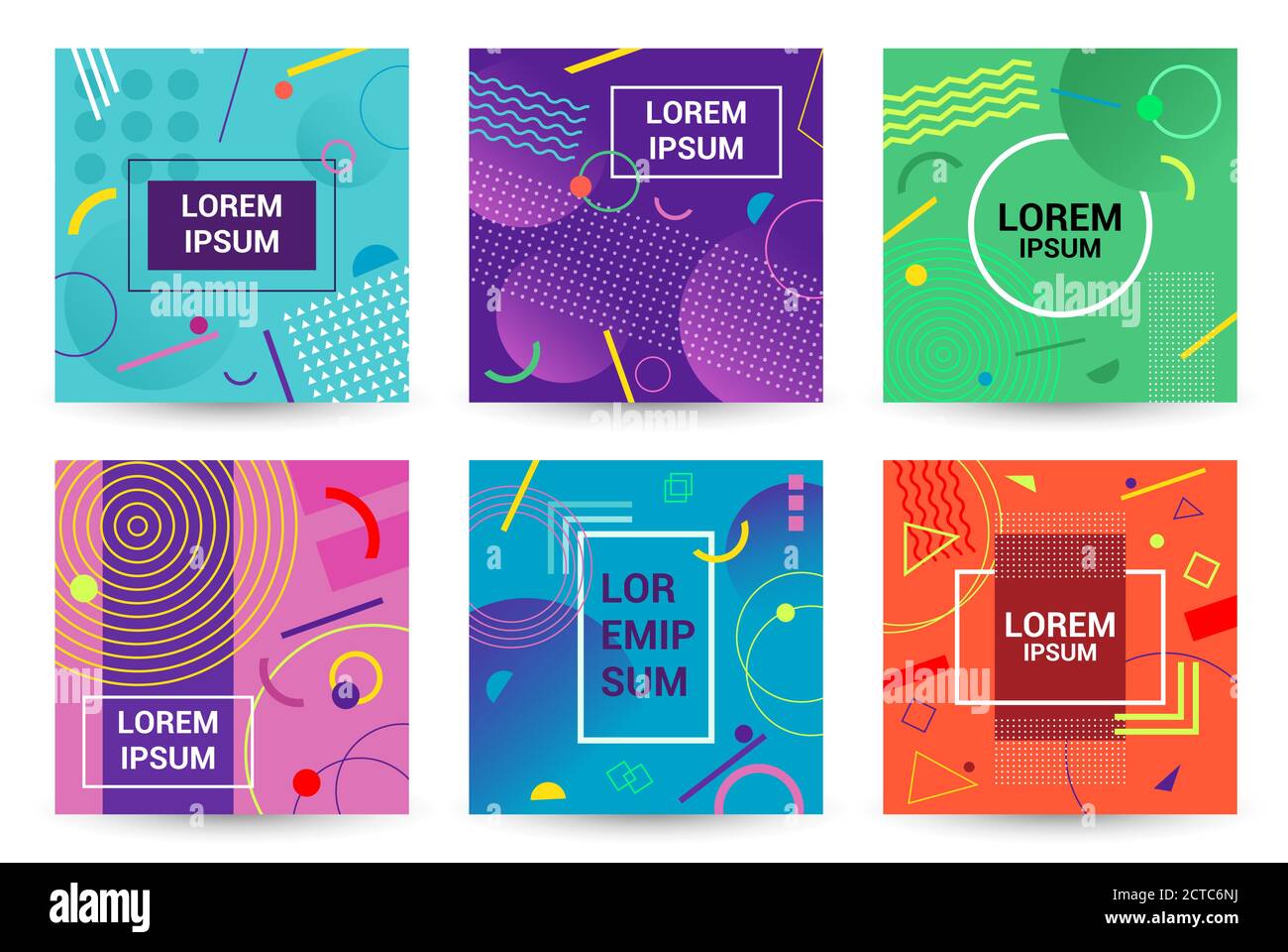 Modernes Design quadratischen Web-Banner. Für mobile Apps in sozialen Medien. Helle promo Hintergründe mit abstrakten geometrischen Elementen. Stock Vektor