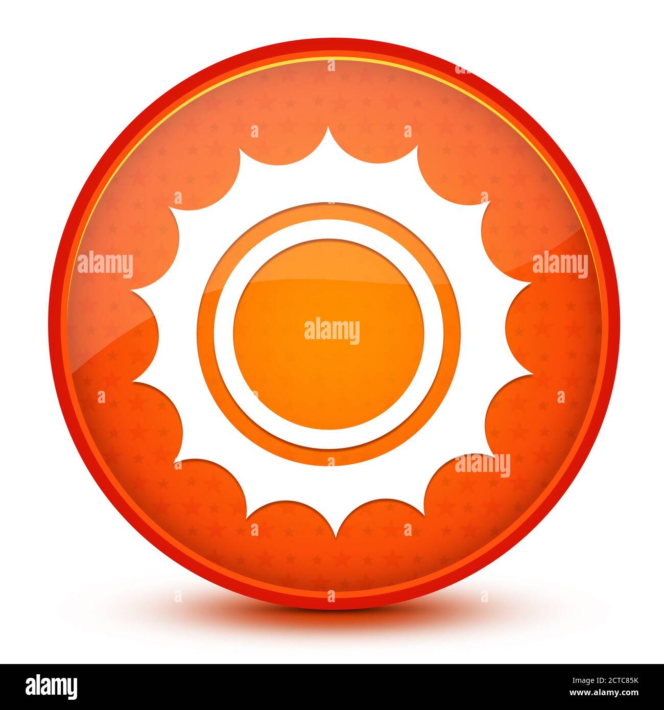 Sun ästhetische glänzende orange runde Taste abstrakte Illustration Stockfoto