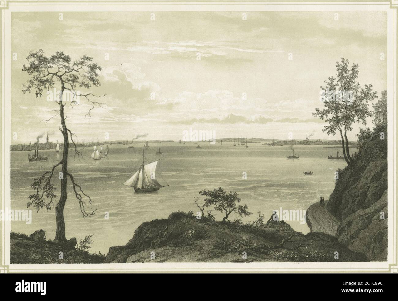 New-York Bay und die Narrows, Standbild, Drucke, 1828 - 1890 Stockfoto