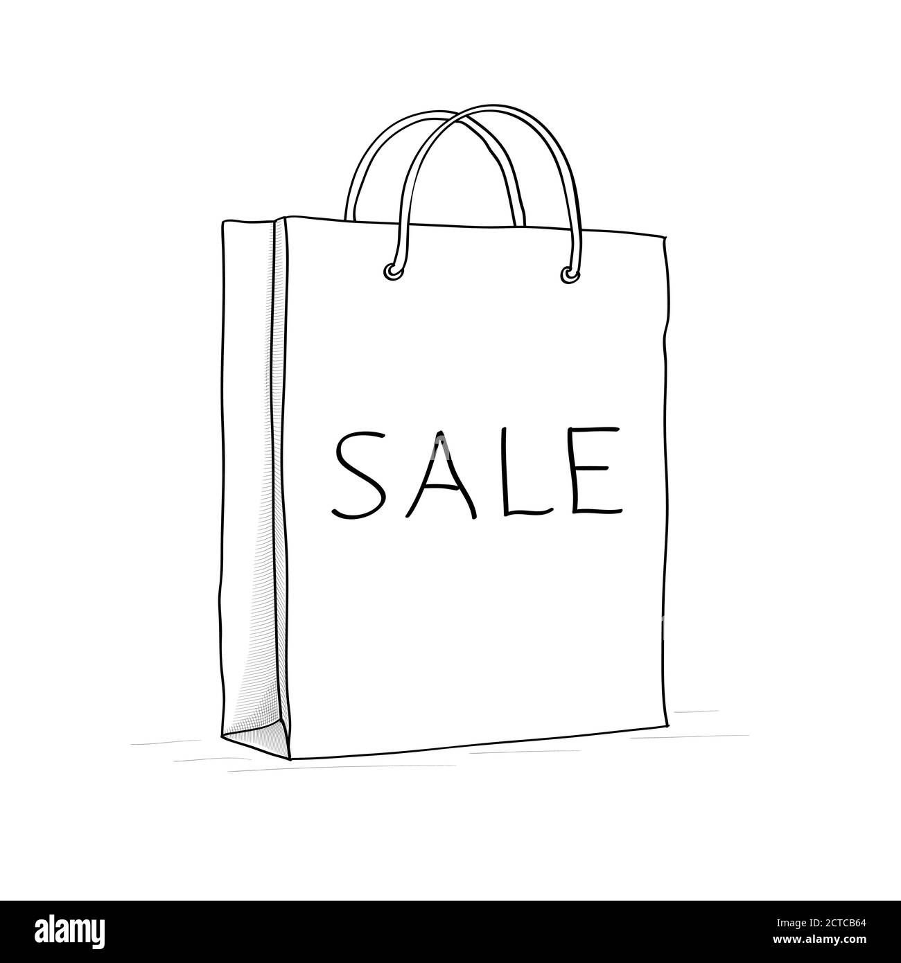 Sale Tasche, Symbol. Skizzenvektordarstellung im Doodle-Stil Stock Vektor