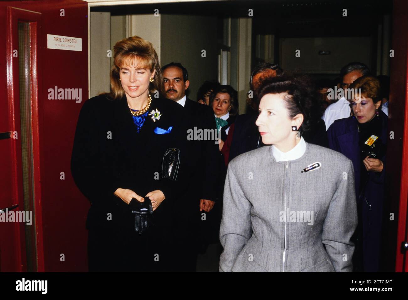 Königin Nour von Jordanien offizieller Besuch in Lyon, Frankreich, 1989 Stockfoto