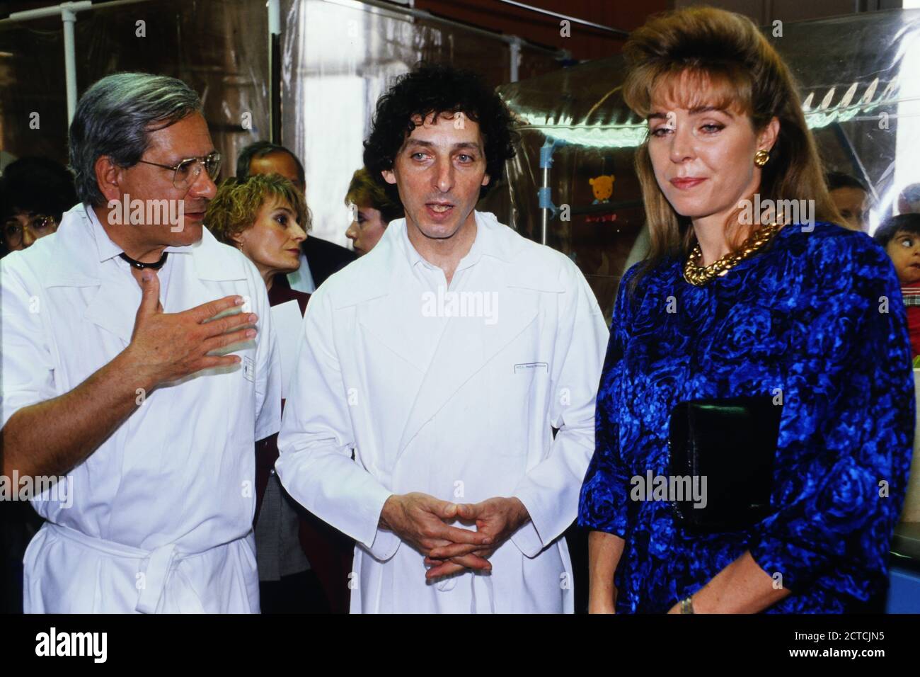 Königin Nour von Jordanien offizieller Besuch in Lyon, Frankreich, 1989 Stockfoto