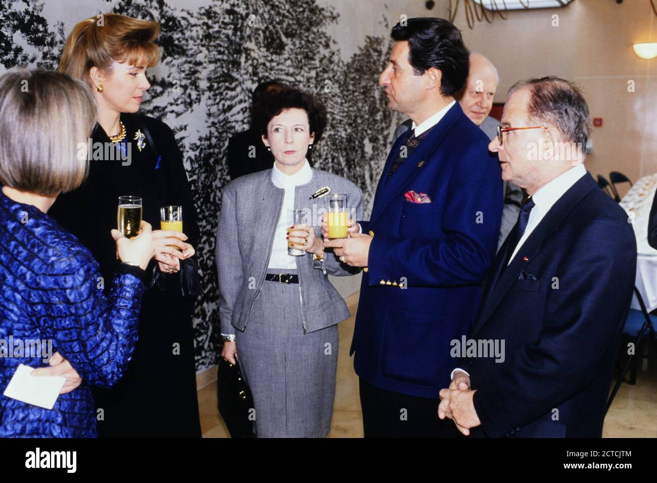 Königin Nour von Jordanien offizieller Besuch in Lyon, Frankreich, 1989 Stockfoto