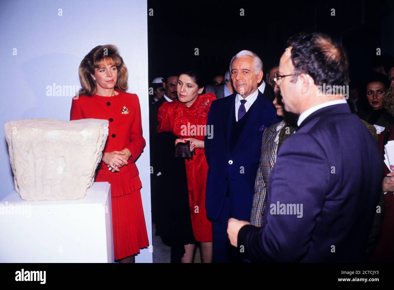 Königin Nour von Jordanien offizieller Besuch in Lyon, Frankreich, 1989 Stockfoto