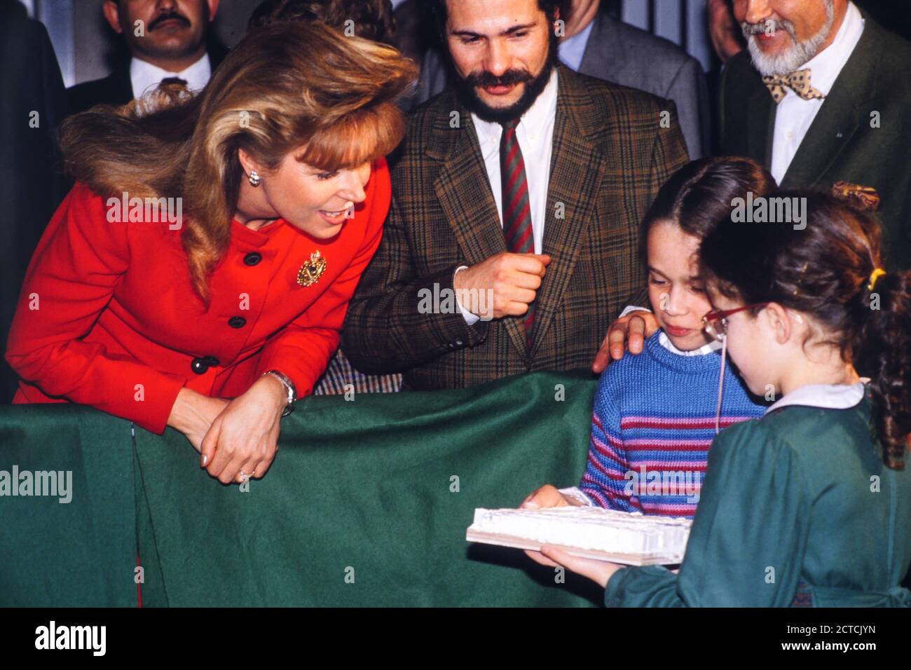 Königin Nour von Jordanien offizieller Besuch in Lyon, Frankreich, 1989 Stockfoto