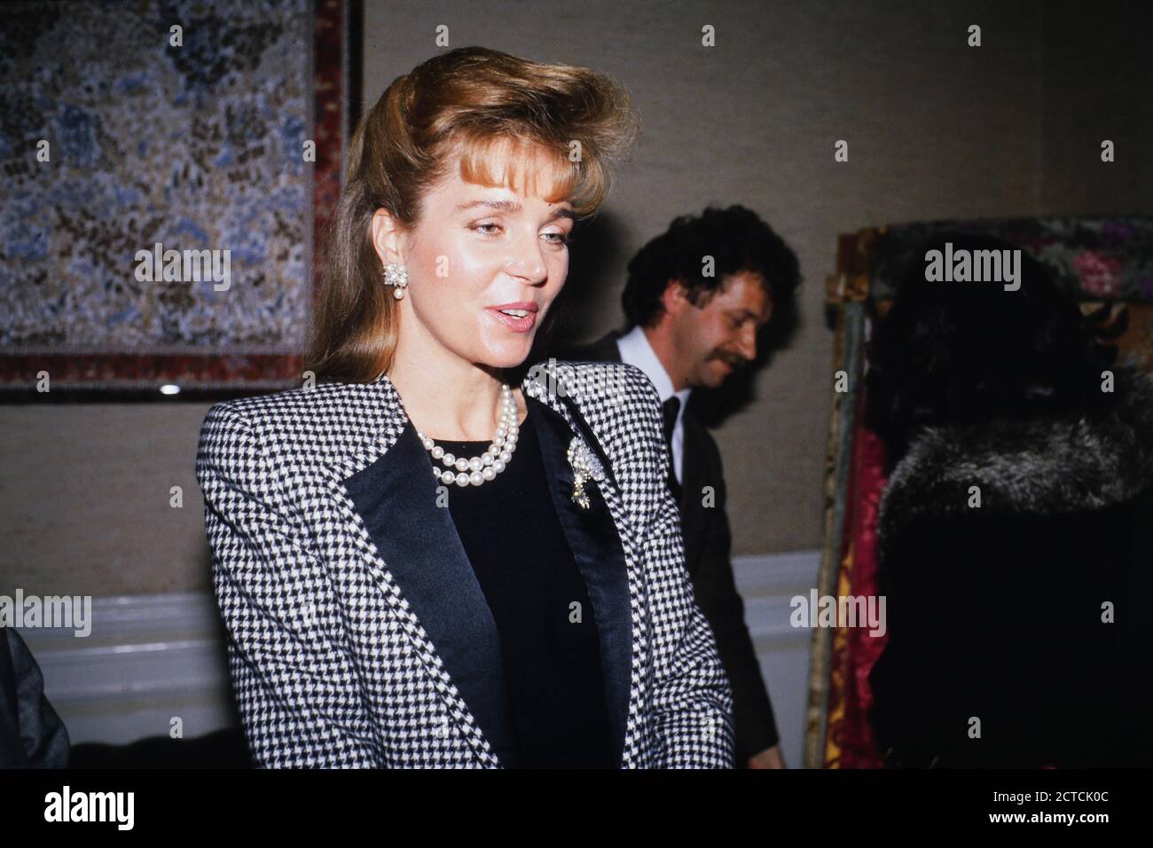 Königin Nour von Jordanien offizieller Besuch in Lyon, Frankreich, 1989 Stockfoto