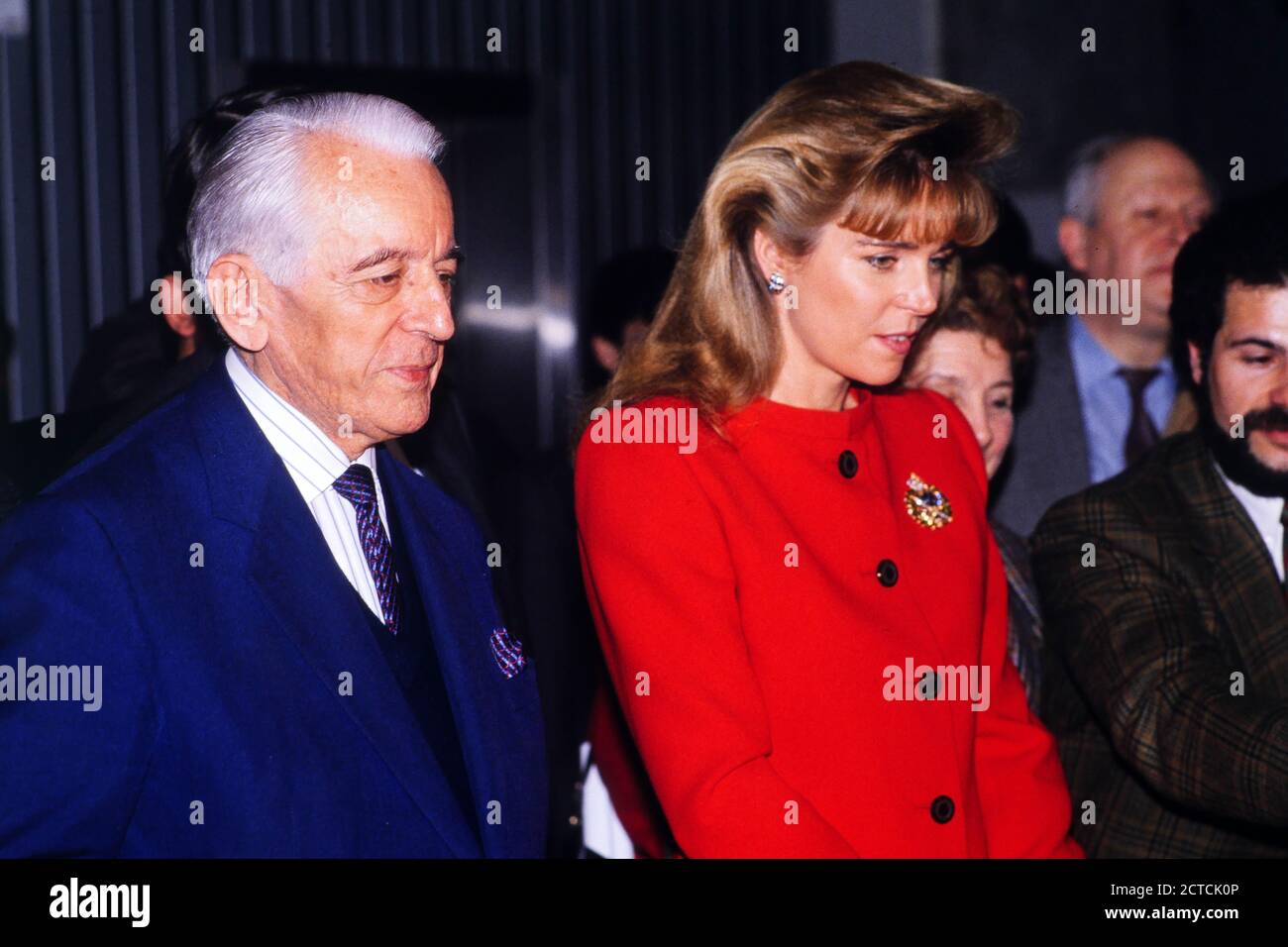 Königin Nour von Jordanien offizieller Besuch in Lyon, Frankreich, 1989 Stockfoto