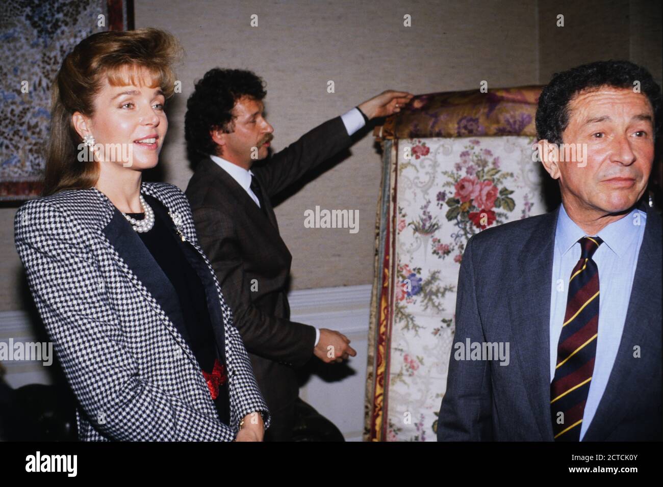 Königin Nour von Jordanien offizieller Besuch in Lyon, Frankreich, 1989 Stockfoto