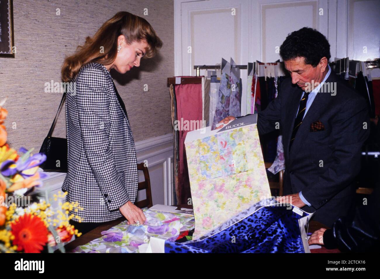 Königin Nour von Jordanien offizieller Besuch in Lyon, Frankreich, 1989 Stockfoto