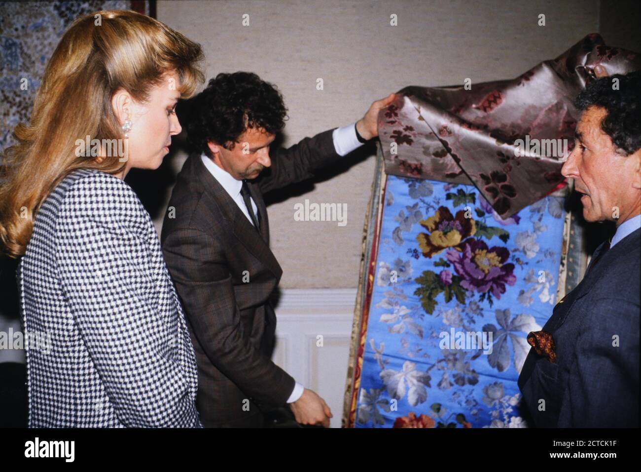 Königin Nour von Jordanien offizieller Besuch in Lyon, Frankreich, 1989 Stockfoto