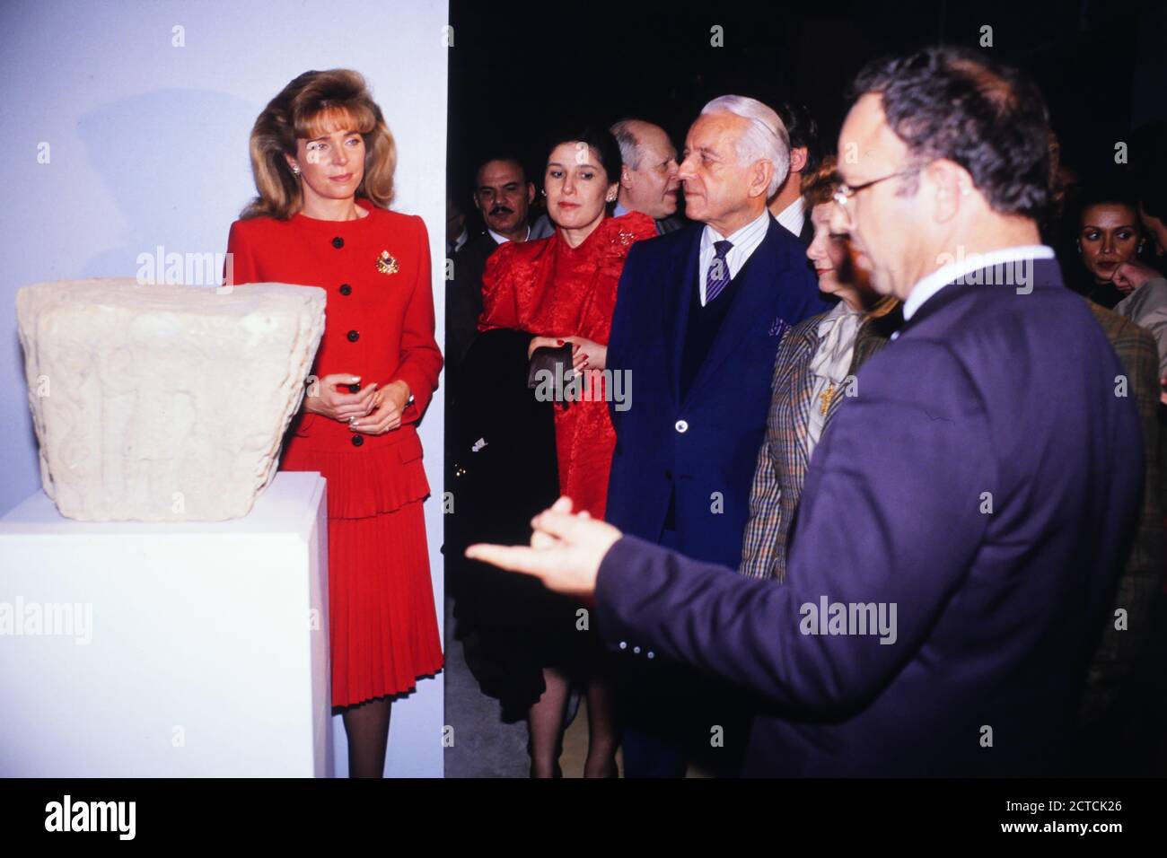 Königin Nour von Jordanien offizieller Besuch in Lyon, Frankreich, 1989 Stockfoto