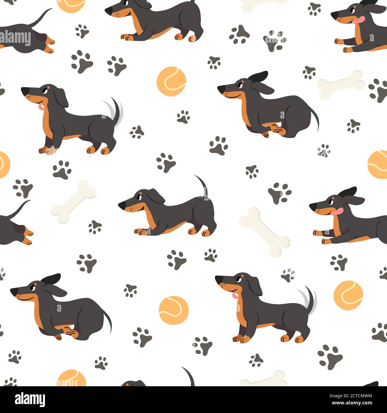 Dackel Nahtloses Muster. Liebenswert Haustiere, lustige Hund lange Körper  Rasse, Druck für Geschenkpapier, Textilien, Tapete trendige Vektor-Textur.  Bezaubernd Stock-Vektorgrafik - Alamy
