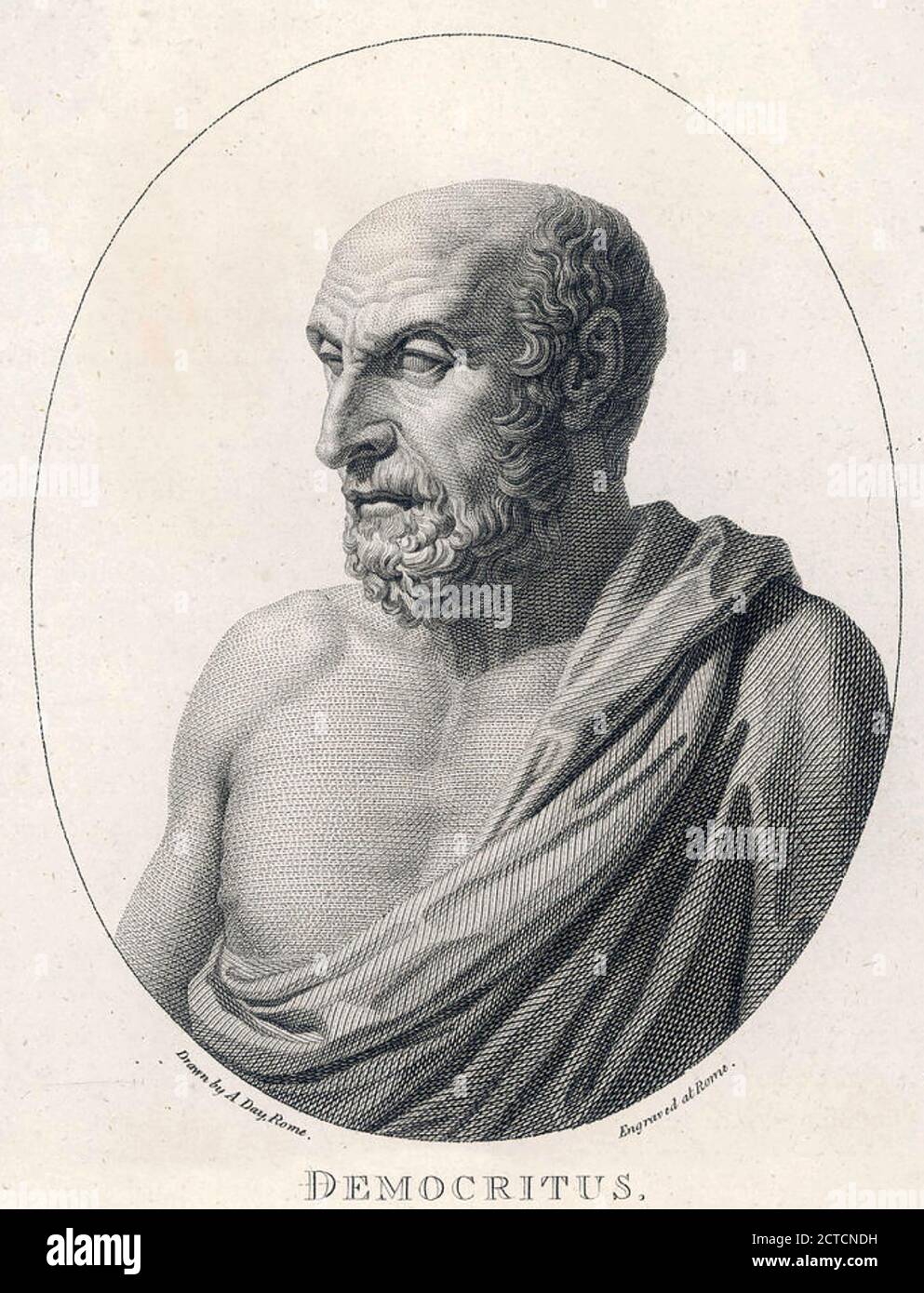 DEMOKRIT (c 460c 370 v. Chr.) 18. Jahrhundert Gravur des antiken griechischen Philosophen Stockfoto