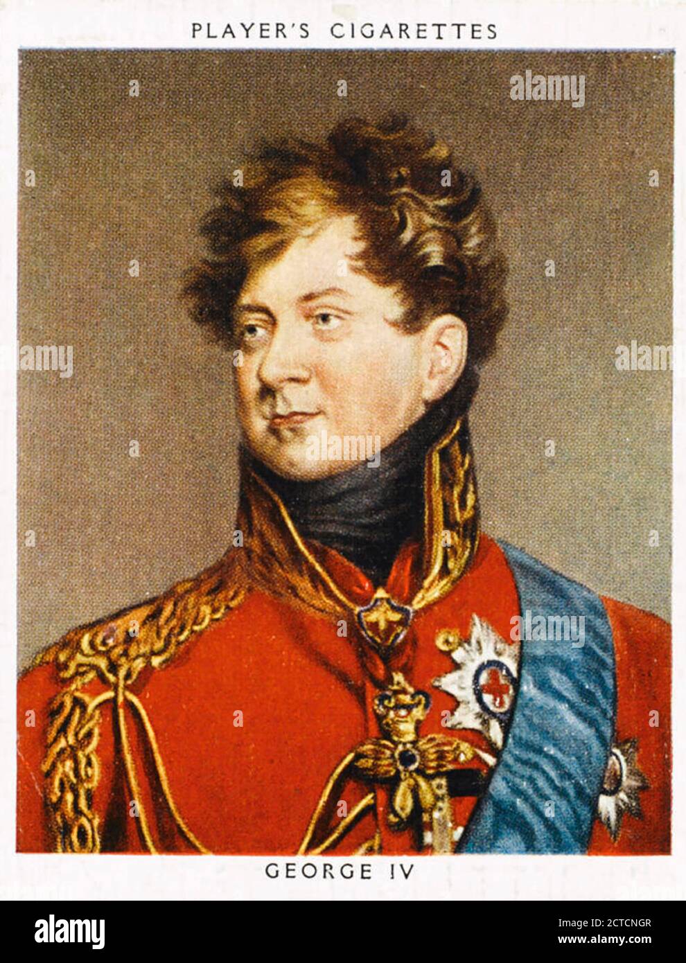 KÖNIG GEORG IV. (1762-1830) auf einer Zigarettenkarte aus den 1930er Jahren Stockfoto