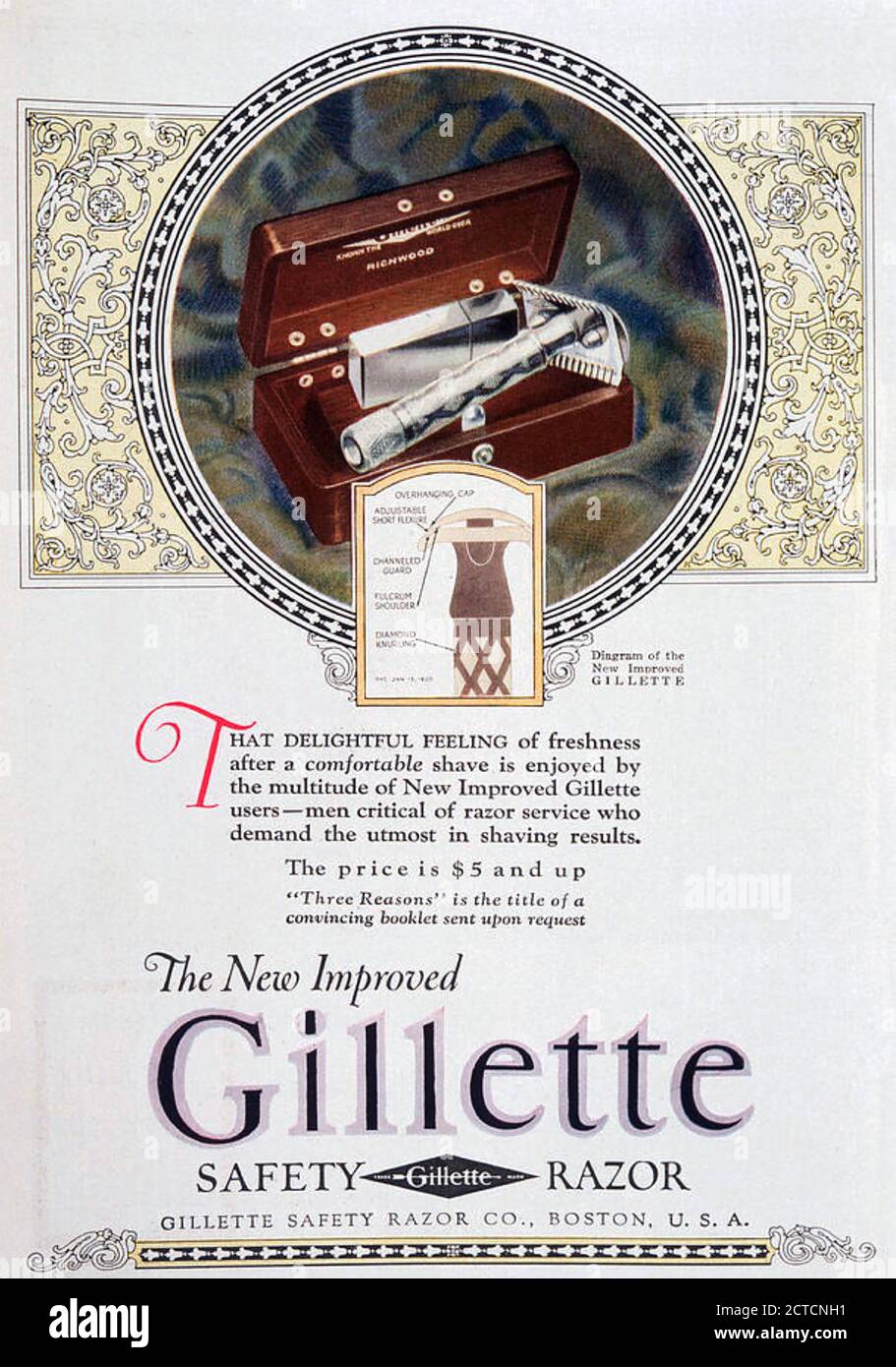 GILLETTE SICHERHEITSRASIERER WERBUNG 1904 Stockfoto