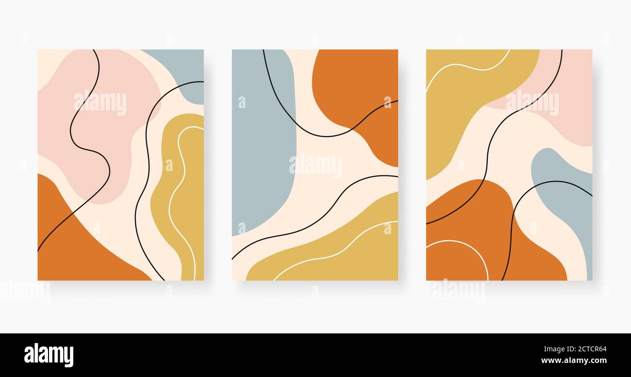 Organische abstrakte Formen. Pastellfarbene zufällige Farbflecken Collage. Trendiges minimalistisches Design mit fluiden Bubble, modernen Vektorpostern. Kreativ chaotisch Stock Vektor