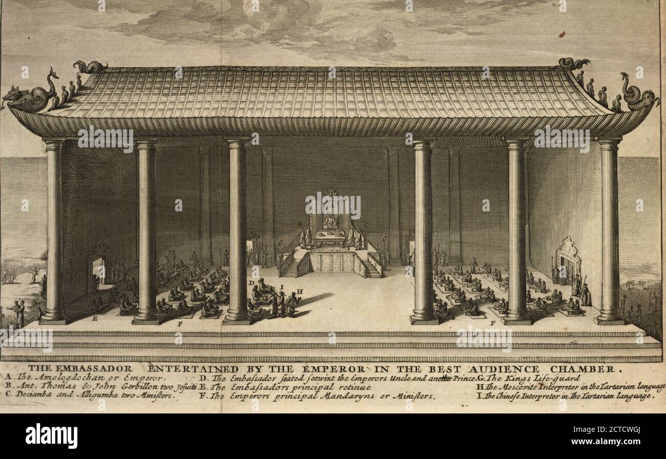 Der Botschafter unterhalten durch den Kaiser in der besten Audienzkammer., noch Bild, 1706, Ides, Evert Ysbrants Stockfoto