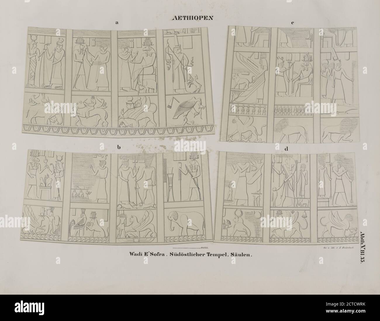 Aethiopen. Wadi E' Sofra Mu.sawwarat al-.Sufrah Site. Südöstlicher Tempel, Säulen., Standbild, Drucke, 1849 - 1856, Lepsius, Richard, 1810-1884, Weidenbach, Ernst (1818-1882), Weidenbach, Ernst (1818-1882 Stockfoto