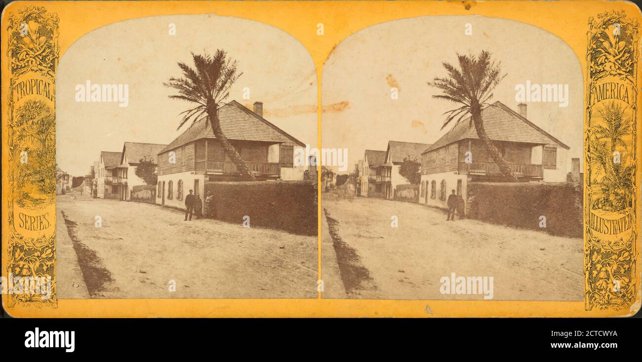 St. Francis Street, St. Augustine, Florida., Standbild, Stereogramme, 1850 - 1930 Stockfoto