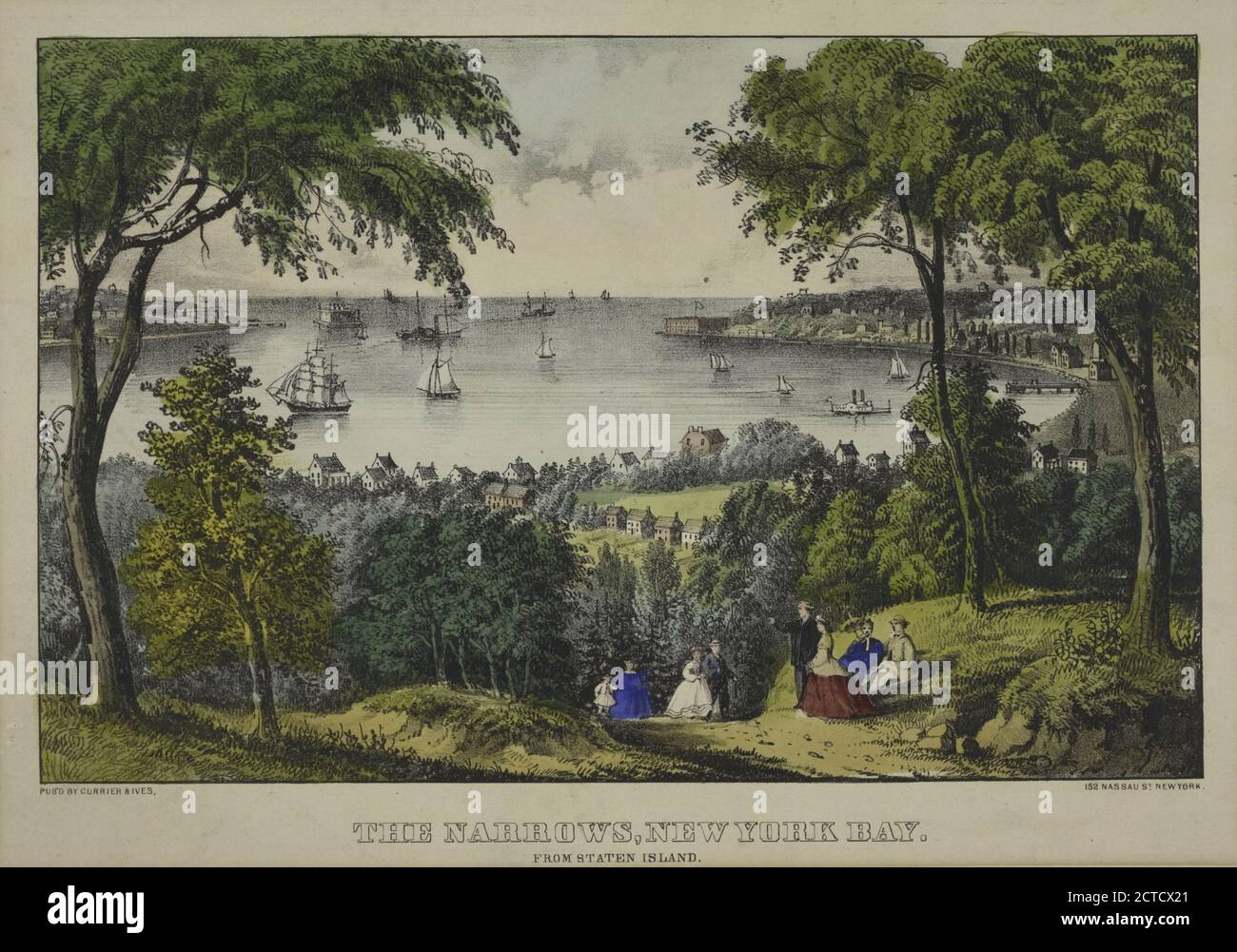 The Narrows, New York Bay. Von Staten Island, Standbild, Druckgrafiken, 1801 - 1900 Stockfoto