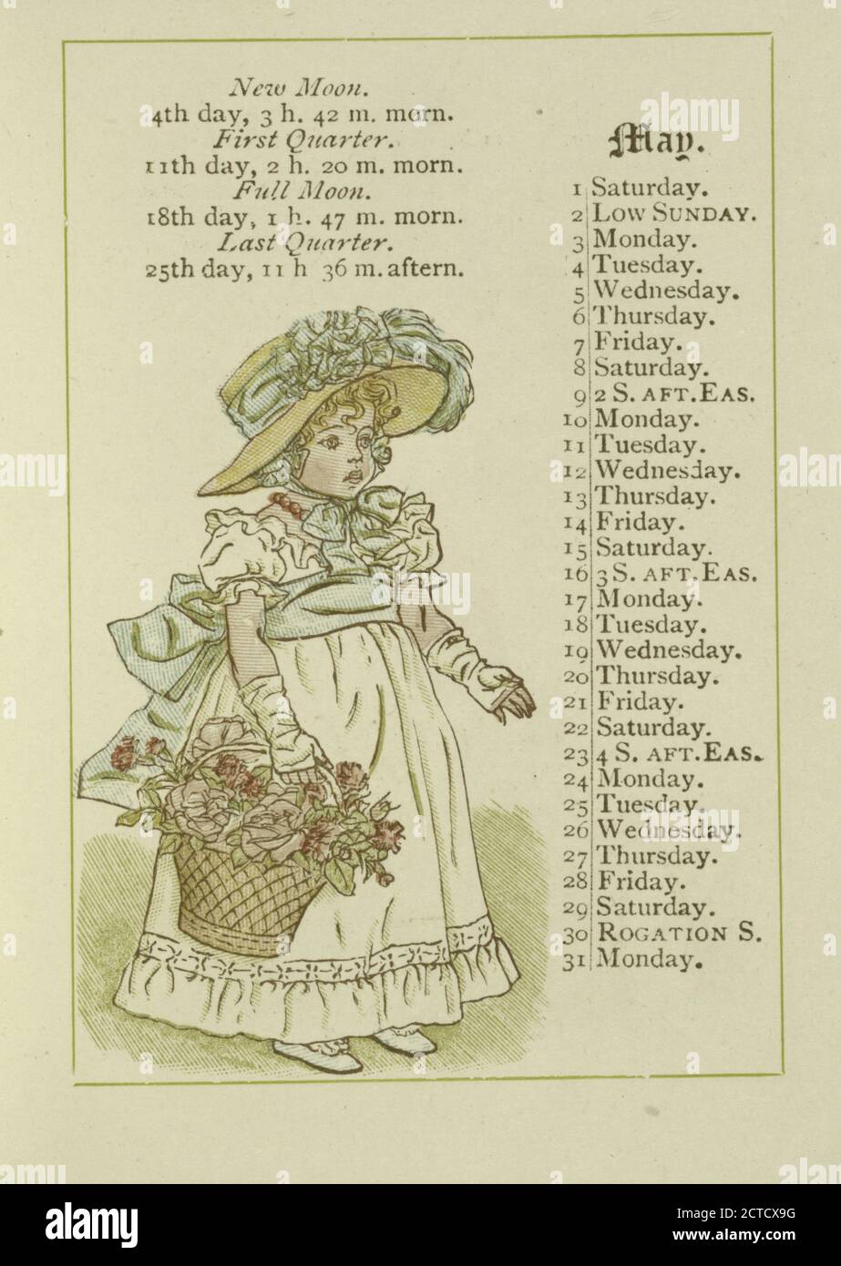 Mai., Text, Almanacs, 1886, Greenaway, Kate, 1846-1901 Stockfoto