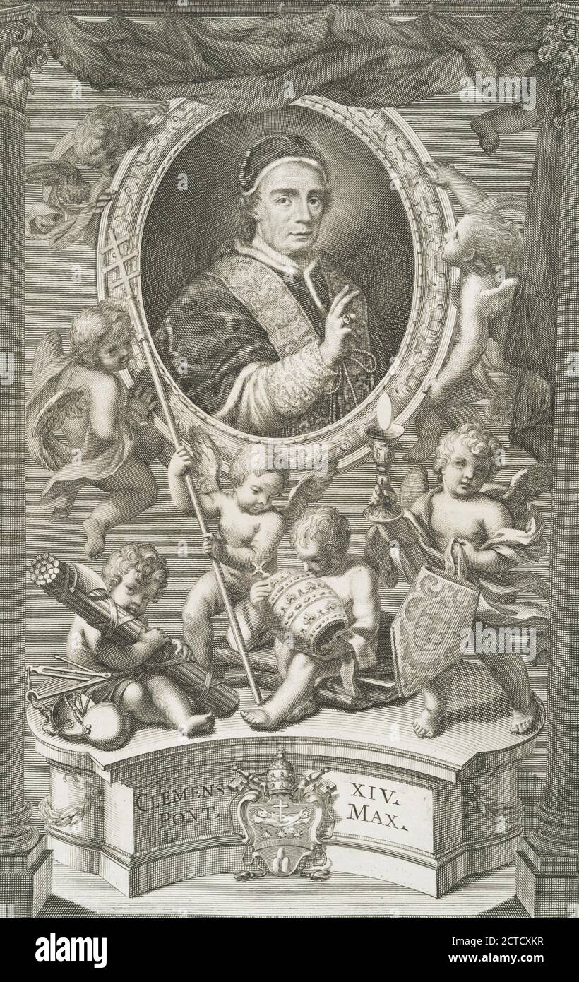 Clemens XIV, Pont. Max. Porträt, Standbild, 1772 - 1793, Bonelli, Giorgio (geb. 1724), Martelli, Niccoló (1735-1829 Stockfoto