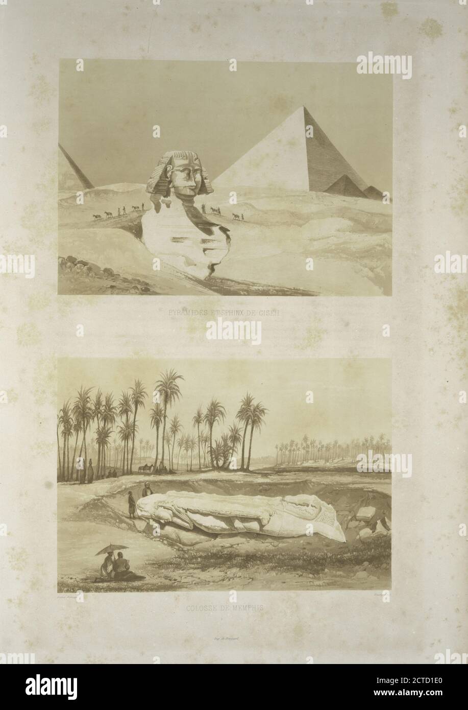Pyramides et Sphinx de Giseh; Colosse de Memphis, Standbild, Drucke, 1841, Horeau, Hector, 1801-1872, Himley, S Stockfoto
