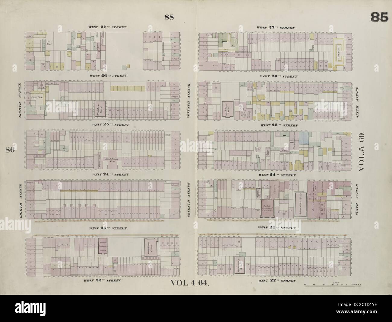 Tafel 85: Karte begrenzt durch West 27th Street, Sixth Avenue, West 22nd Street, Eighth Avenue, Standbild, Maps, 1857 - 1862, Perris, William Stockfoto