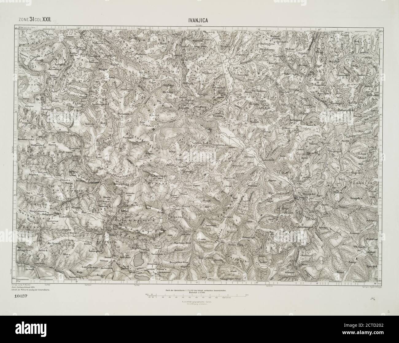 Ivanjica., Kartographie, Karten, 1900, Österreich-ungarische Monarchie. Militärgeographisches Institut Stockfoto