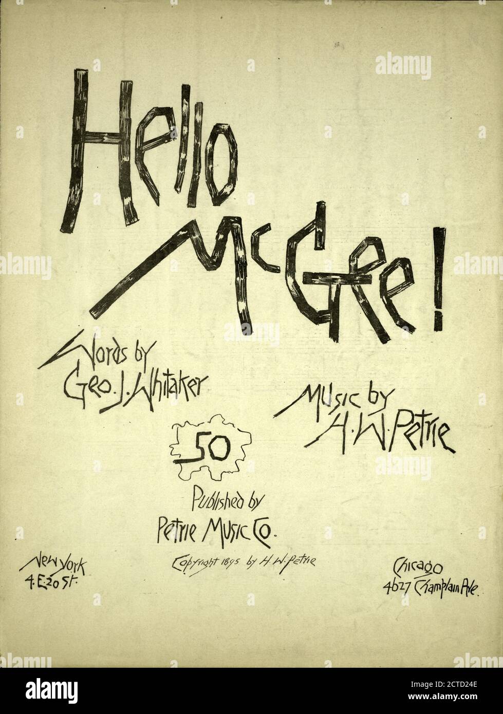 Hallo McGee!, Notierte Musik, Partituren, 1895 - 1895, Whitaker, George J., Petrie, H. W. (Henry W.) (1857-1925 Stockfoto