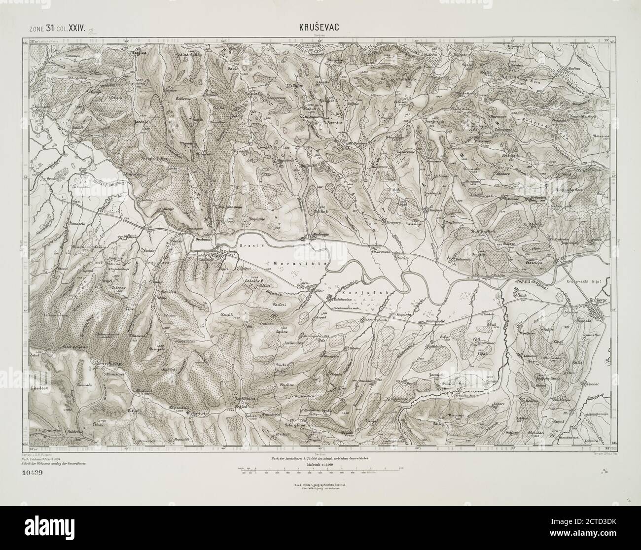 Krusevac., Kartographie, Karten, 1900, Österreichisch-Ungarische Monarchie. Militärgeographisches Institut Stockfoto