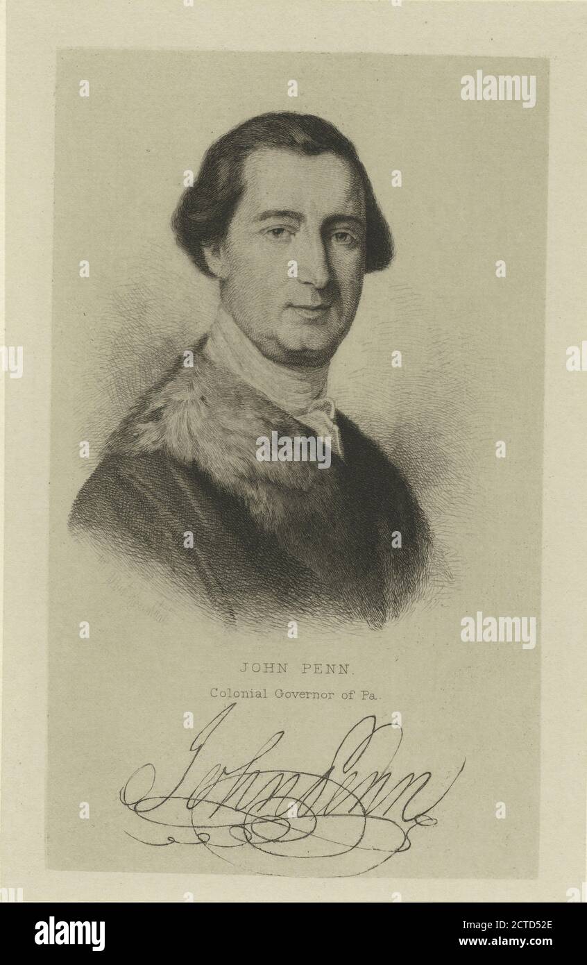 John Penn, Kolonialgouverneur von Pa., Standbild, Drucke, 1777 - 1890 Stockfoto