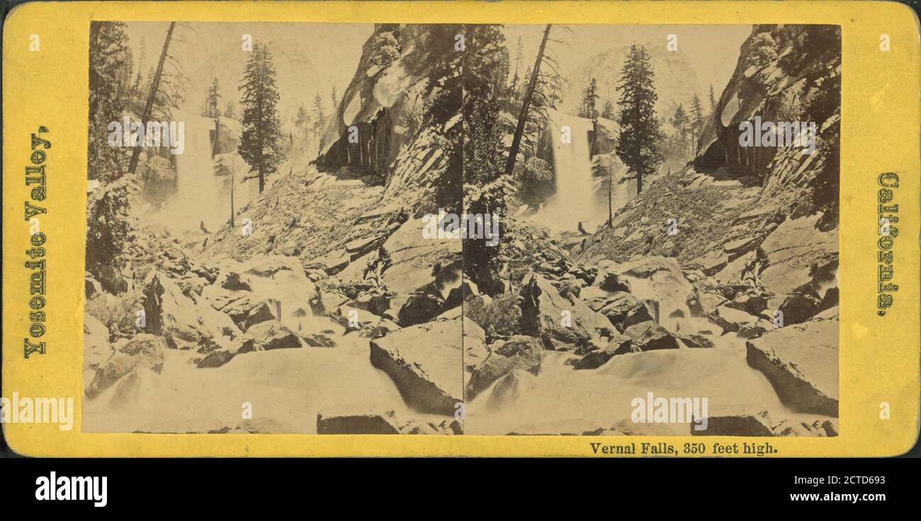 Vernal Falls, 350 Fuß hoch., Standbild, Stereographen, 1850 - 1930 Stockfoto