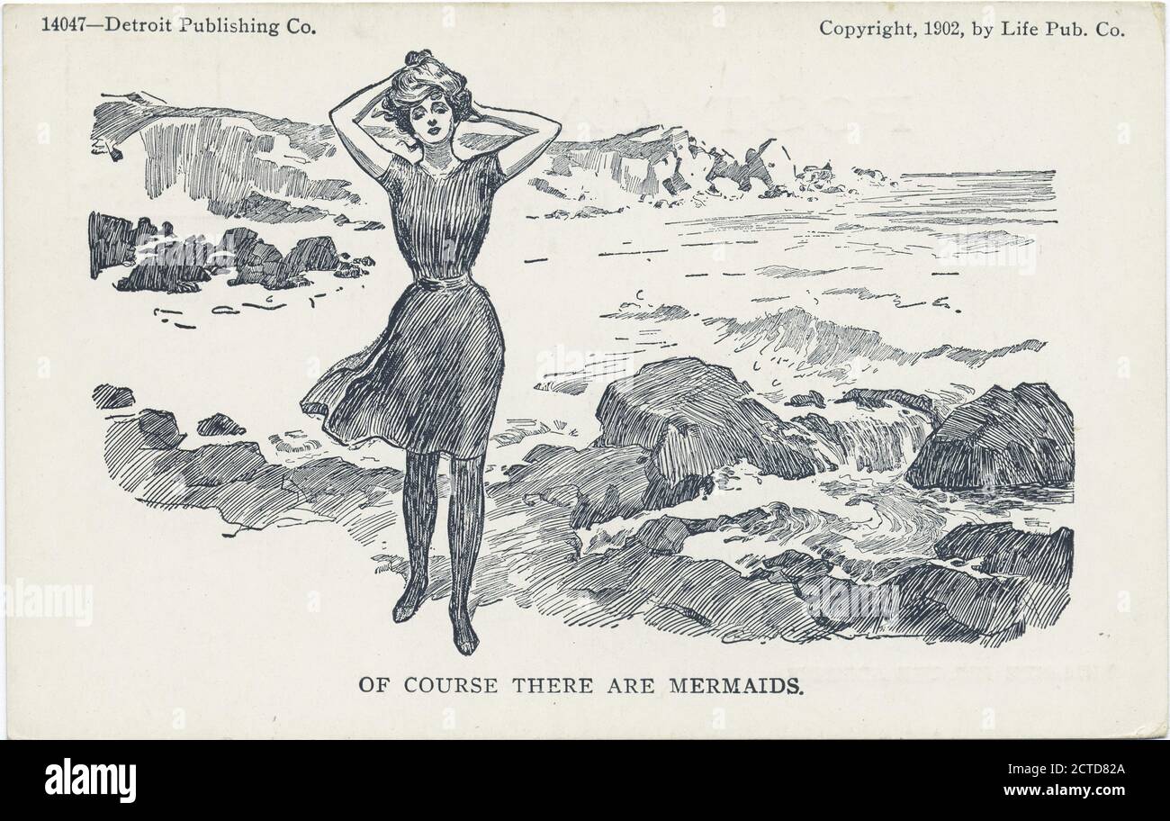 Natürlich gibt es Meerjungfrauen, Life Cartoons, Standbild, Postkarten, 1898 - 1931 Stockfoto