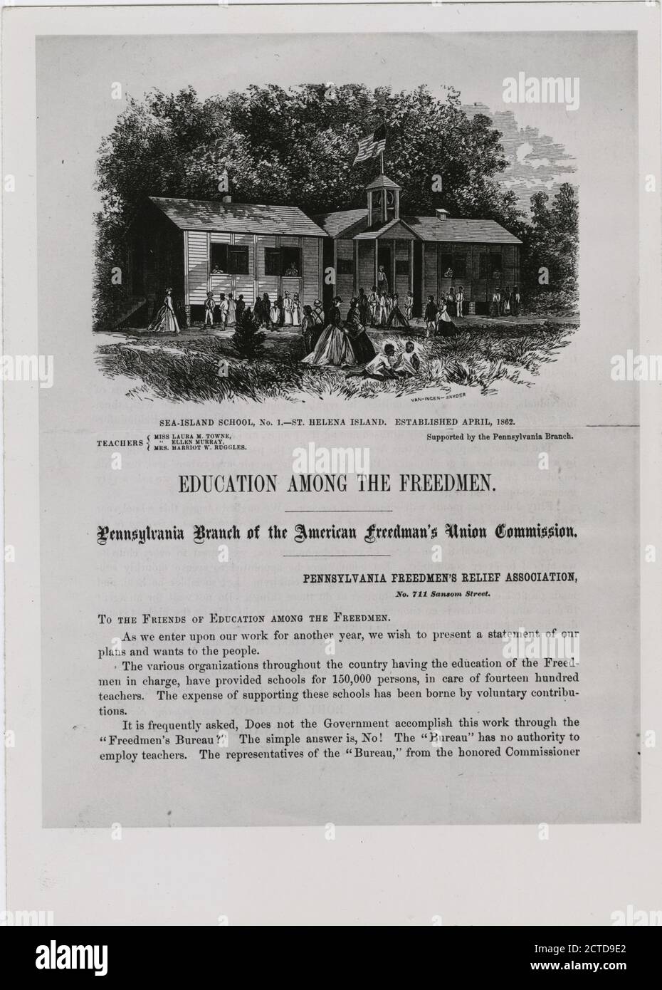 Sea-Island School, No. 1 - St. Helena Island. Gegründet April, 1862., Standbild, Ausschnitte, 1862 - 1869 Stockfoto