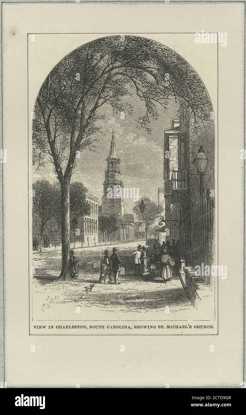 Blick in Charleston, South Carolina, zeigt St. Michael's Church, Standbild, 1775 - 1890 Stockfoto